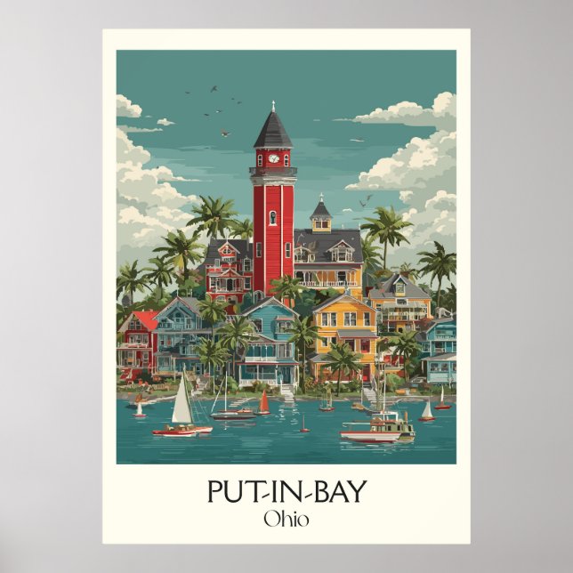 Poster Arte do Paraíso Ohio, Ilha do Bass Sul de Bass, em (Frente)