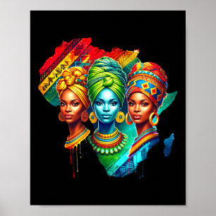 Poster Arte do Patrimônio da Rainha Negra Mapa Africano H