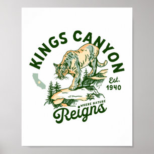 Poster Arte do puma do Parque Nacional Kings Canyon Calif