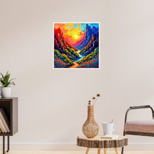 Poster Arte do Rio Canyon do Pôr do Sol