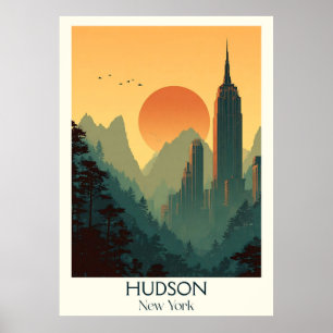 Poster Arte do Rio Hudson New York Vintage