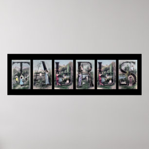 Poster Arte do sinal do zodíaco da letra do alfabeto do