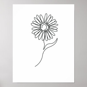Poster Arte do Sonnenblume com Desenho de Uma Linha