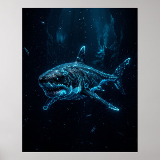Poster Arte do Tubarão Branco da Fossa Abissal