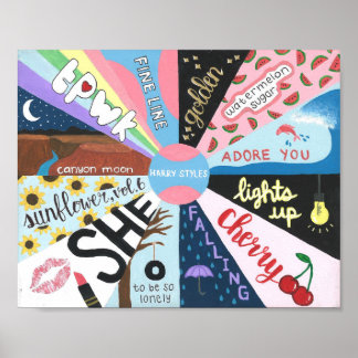 Poster Arte do ventilador inspirada em linha fina