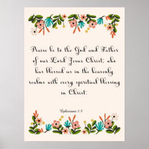 Pôster Arte do verso da bíblia - 1:3 de Ephesians