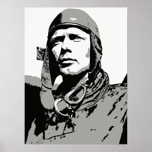 Poster Arte do vetor do Grayscale: Charles Lindbergh (18"
