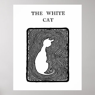 Poster Arte do vetor preto e branco O gato branco
