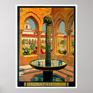 Poster Arte do viagem de Monreale Palermo Sicília Italia