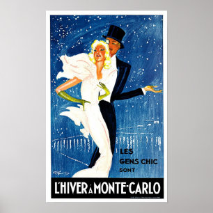 Poster Arte do viagem do encanto de Monte - de Carlo