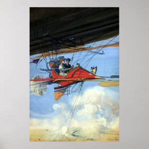 Poster Arte do vintage da mulher que voa aviões