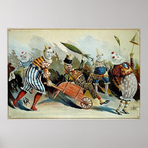 Pôster Arte do vintage dos palhaços de circo