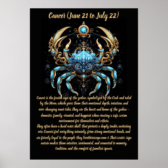 Poster Arte do Zodíaco de Câncer (Frente)