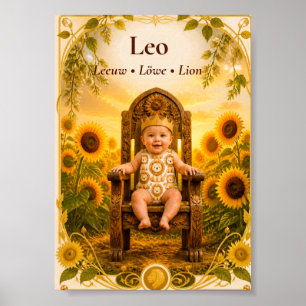 Poster Arte do Zodíaco de Leão   Coleção de Astrologia So