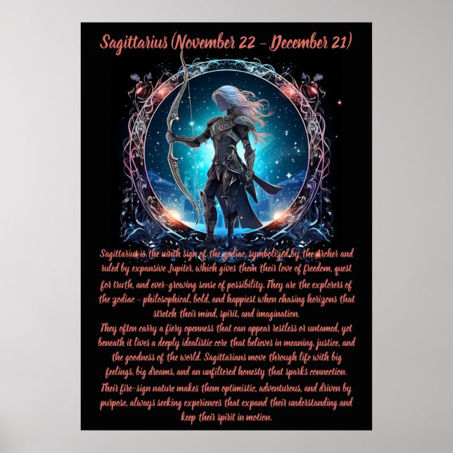 Poster Arte do Zodíaco de Sagitário (Frente)
