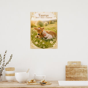 Poster Arte do Zodíaco de Touro   Coleção de Astrologia S