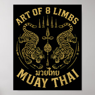 Poster Arte dos 8 Membros MMA Tiger Muay Thai Lutador Mua