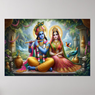 Poster Arte dos Deuses Luminosos: Krishna Radha, Casal Di