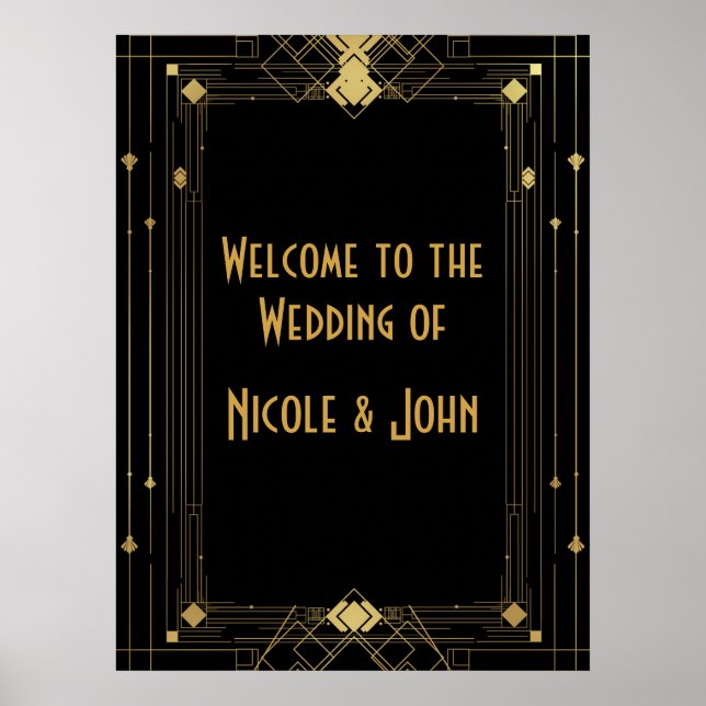 Poster Arte Dourada e Negra Deco Gatsby Roaring 20's Bann (Frente)