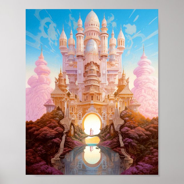 Poster Arte Dourada Fantasia Branca de Castela Rosa (Frente)