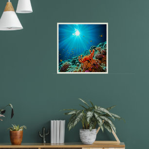 Poster Arte Dramática de Explosão Solar Subaquática