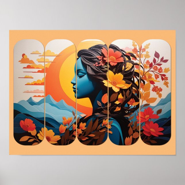 Poster Arte e Deco de Parede Floral Vibrante com Elegante (Frente)