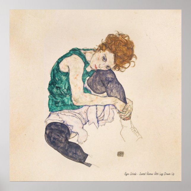 POSTER ARTE, EGON SCHIELE SENTOU MULHER COM PERNAS EMPURR (Frente)