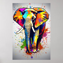 Arte Elefante Afafricano Safari, Pintura Arco-Íris
