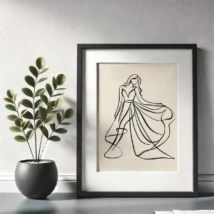 Poster Arte Elegante de um Vestido de Casamento Fluente