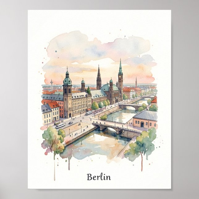 Poster arte em aquarela de Berlim (Frente)