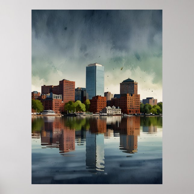 Poster arte em aquarela de Boston (Frente)