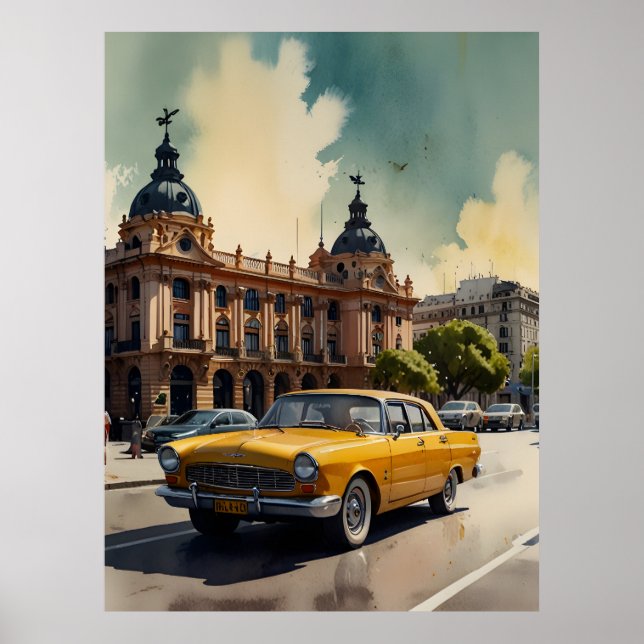 Poster arte em aquarela de Buenos Aires (Frente)
