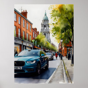 Poster arte em aquarela de Dublin