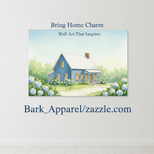 Poster Arte em Aquarela de Fazenda Azul Aconchegante