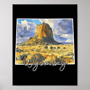 Poster arte em aquarela de paisagem de Wyoming para amant