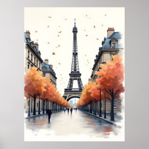 Poster arte em aquarela de Paris