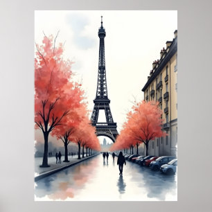 Poster arte em aquarela de Paris