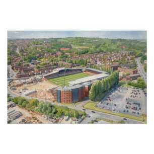 Pôster Arte em Aquarela do Campo de Corrida de Wrexham