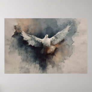 Poster Arte em Aquarela do Espírito Santo Pombo Pentecost