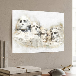 Poster Arte em Aquarela do Monte Rushmore Presidencial