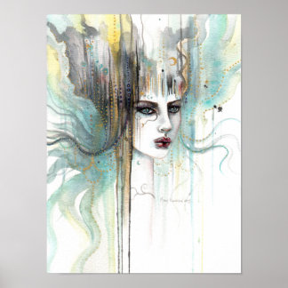 Poster Arte em Aquarela Expressiva Abstrata Fantasia Dist