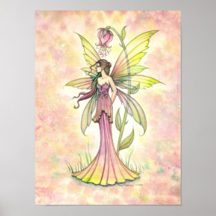 Pôster Arte em Aquarela Fantasia da Fada das Flores da Pr