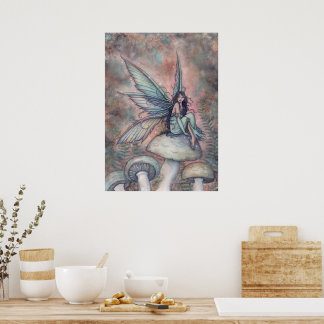 Poster Arte em Aquarela Fantasia da Fada do Jardim Sereno