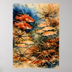 Poster Arte em Aquarela Granular da Vida no Recife
