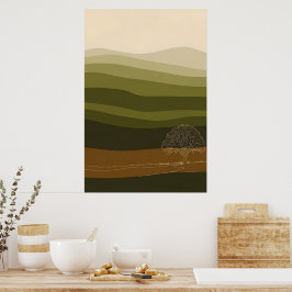 Poster Arte em árvore de linha contínua