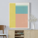 Poster Arte em bloco de cores em cores de pastel de praia<br><div class="desc">Um design simples e moderno de blocos coloridos em cores de praia tropical de coral,  amarelo,  aqua e vidro marinho.</div>