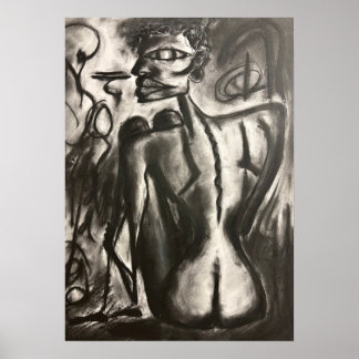 Poster arte em carvão sentado