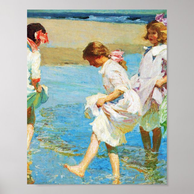 Poster Arte em cena de praia por Edward Henry Potthast (Frente)