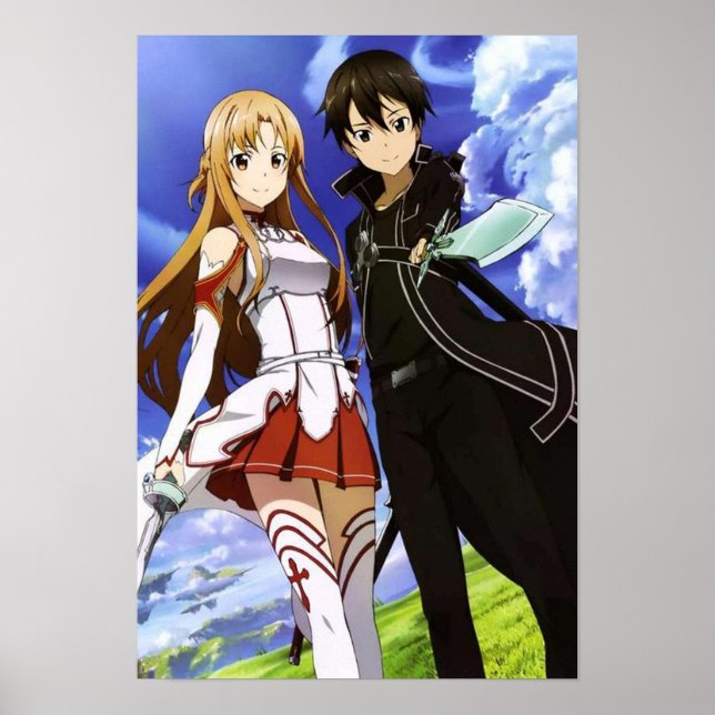 Poster Arte em Espada Online Asuna e Kirito (Frente)