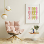 Poster Arte em forma geométrica divertida em verde-Primav<br><div class="desc">Um padrão de design gráfico geométrico brilhante e feliz de meio círculo em rosa e verde.</div>